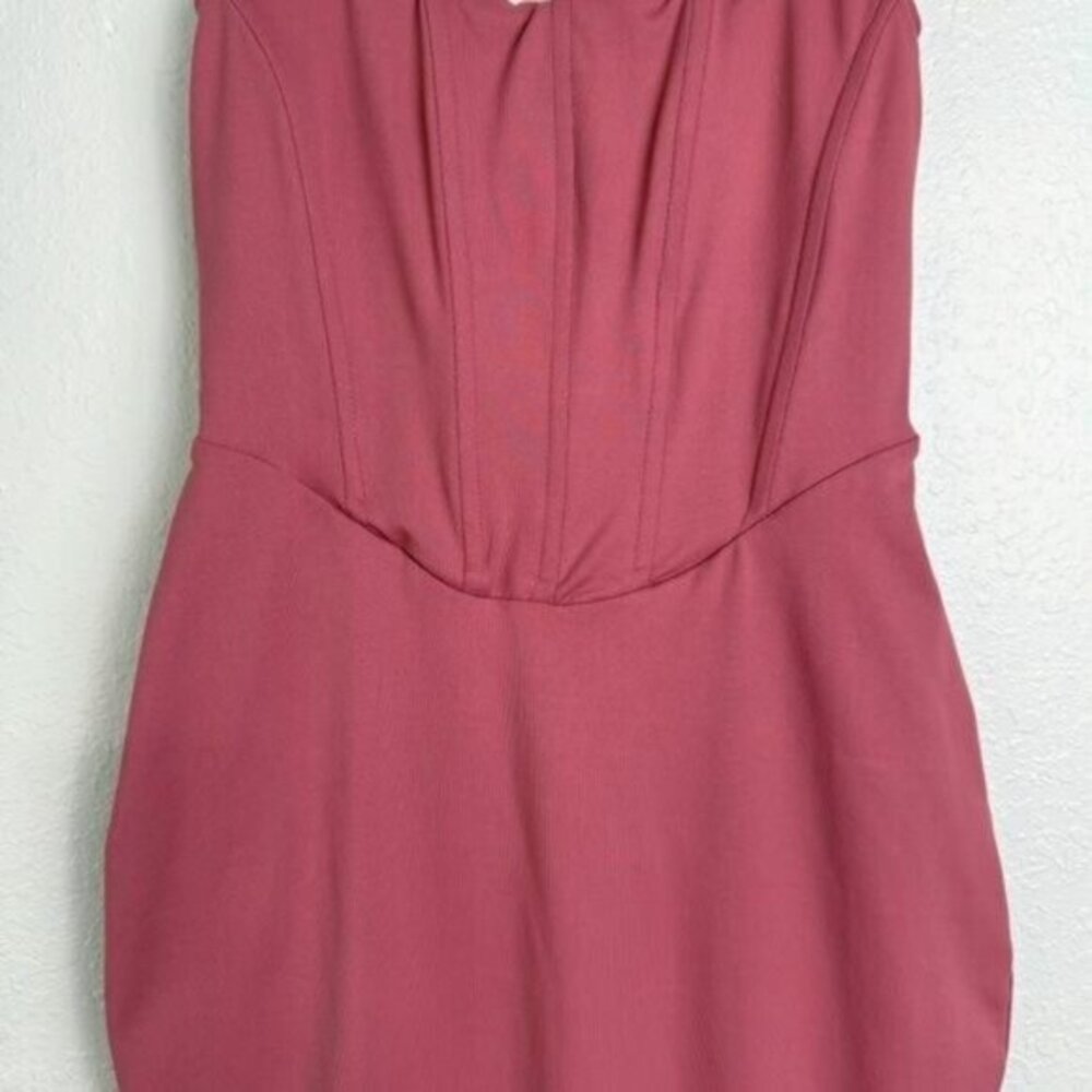 NWT Club L London terracotta square‎ neck corset midi bodycon dress pink 2 - Picture 5 of 12